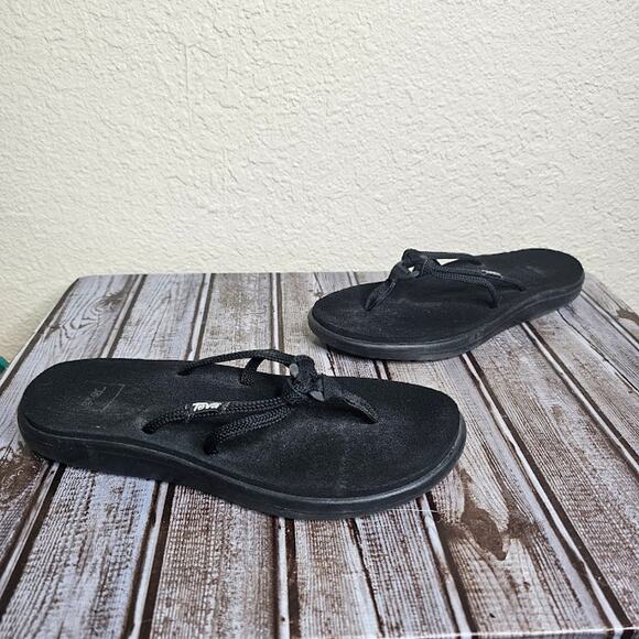 Teva Black Voya flip flop thong style sandals slip ons women's size 8 - Picture 1 of 14